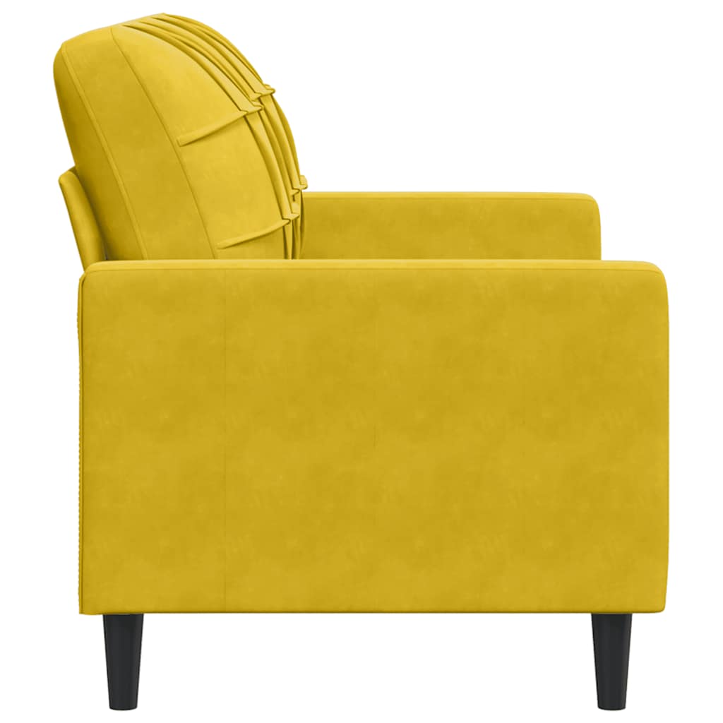 vidaXL Sofa 2-osobowa, żółta, 120 cm, tapicerowana aksamitem