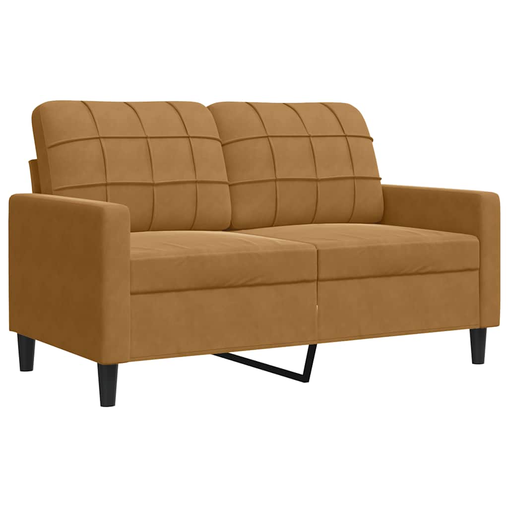 vidaXL Sofa 2-osobowa, brązowy, 120 cm, tapicerowana aksamitem