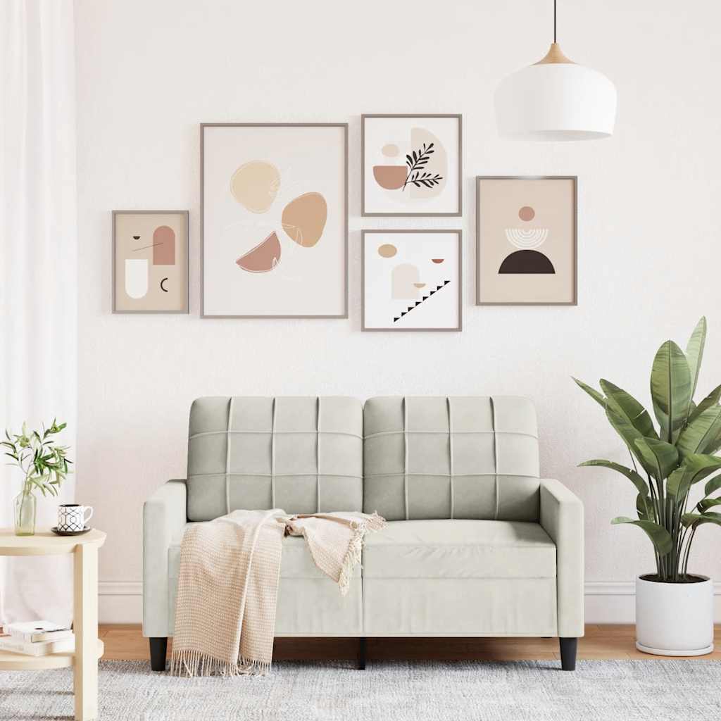 vidaXL Sofa 2-osobowa, kremowy, 120 cm, tapicerowana aksamitem