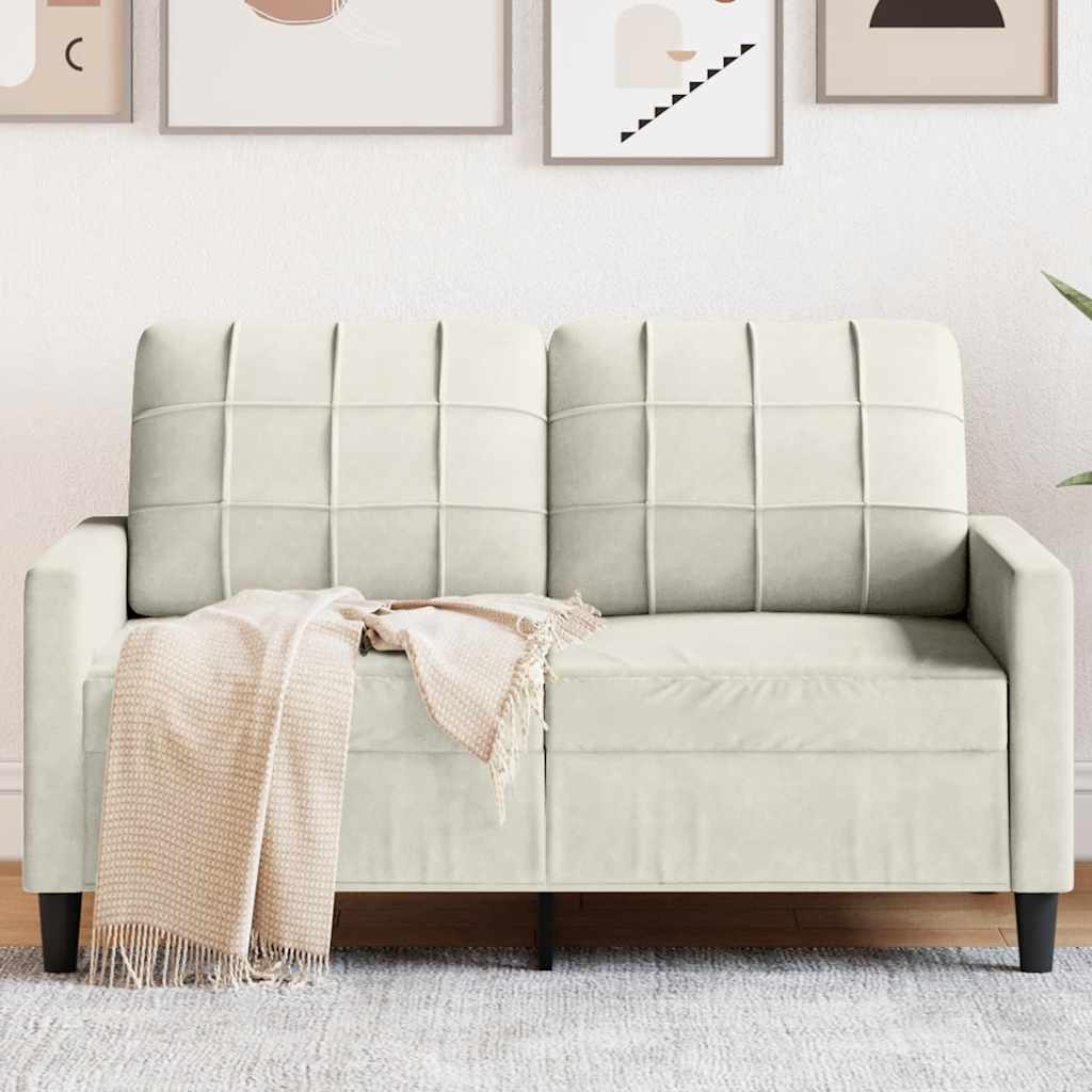 vidaXL Sofa 2-osobowa, kremowy, 120 cm, tapicerowana aksamitem