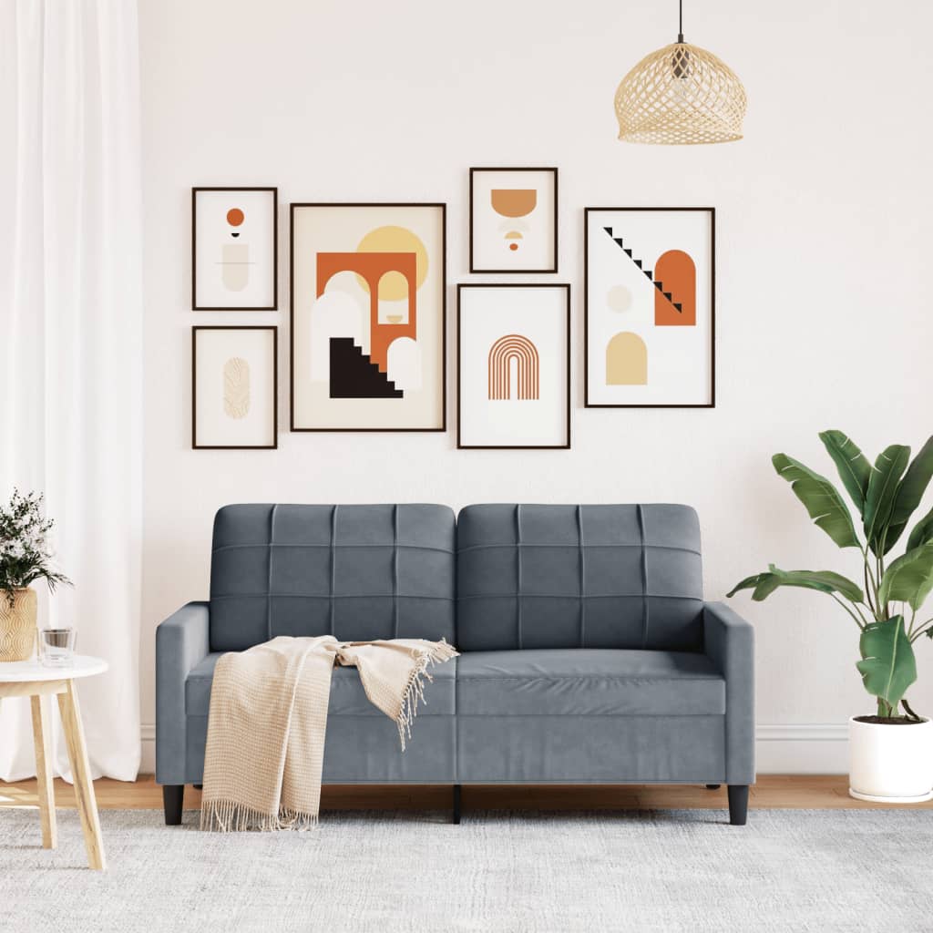 vidaXL Sofa 2-osobowa, ciemnoszary, 140 cm, tapicerowana aksamitem