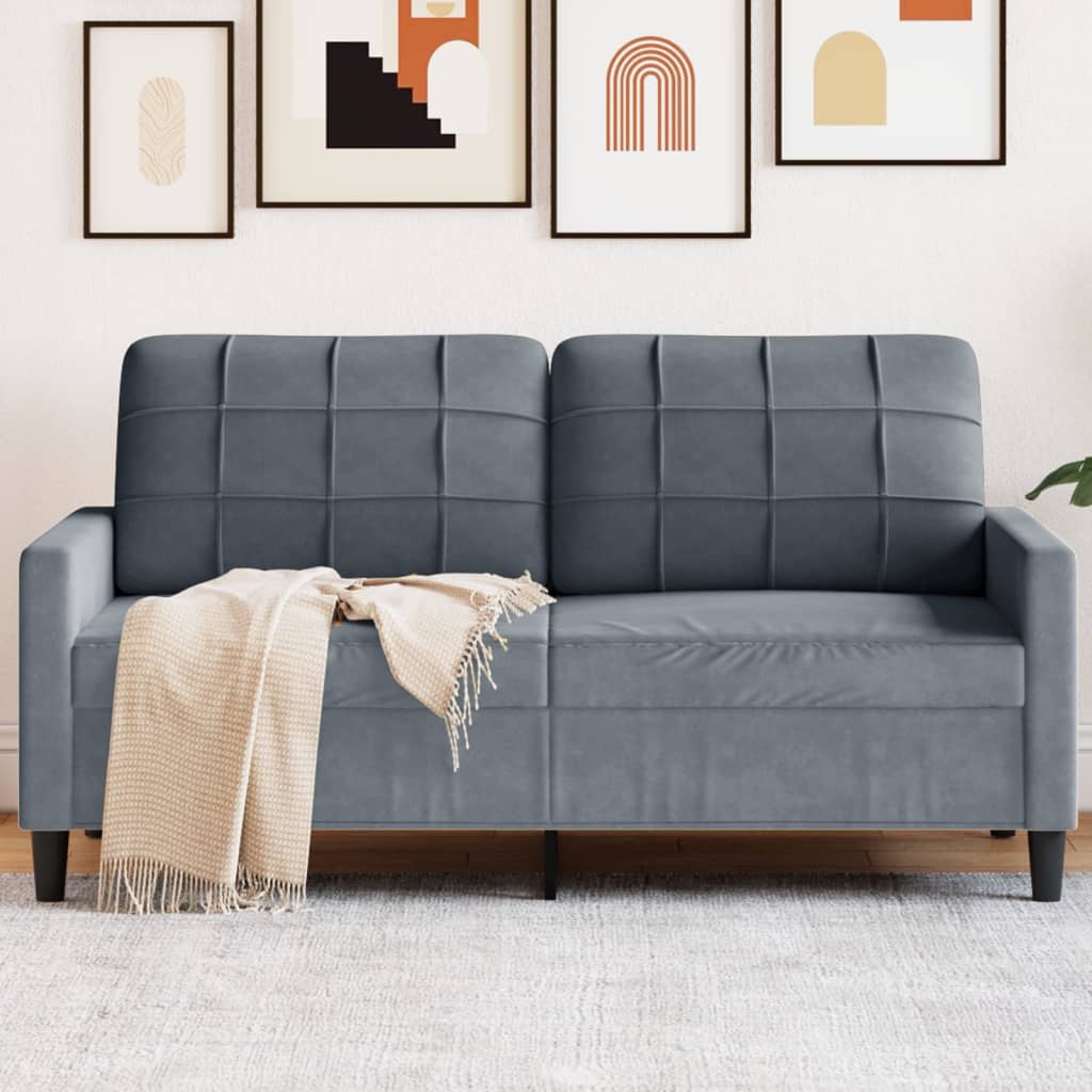 vidaXL Sofa 2-osobowa, ciemnoszary, 140 cm, tapicerowana aksamitem