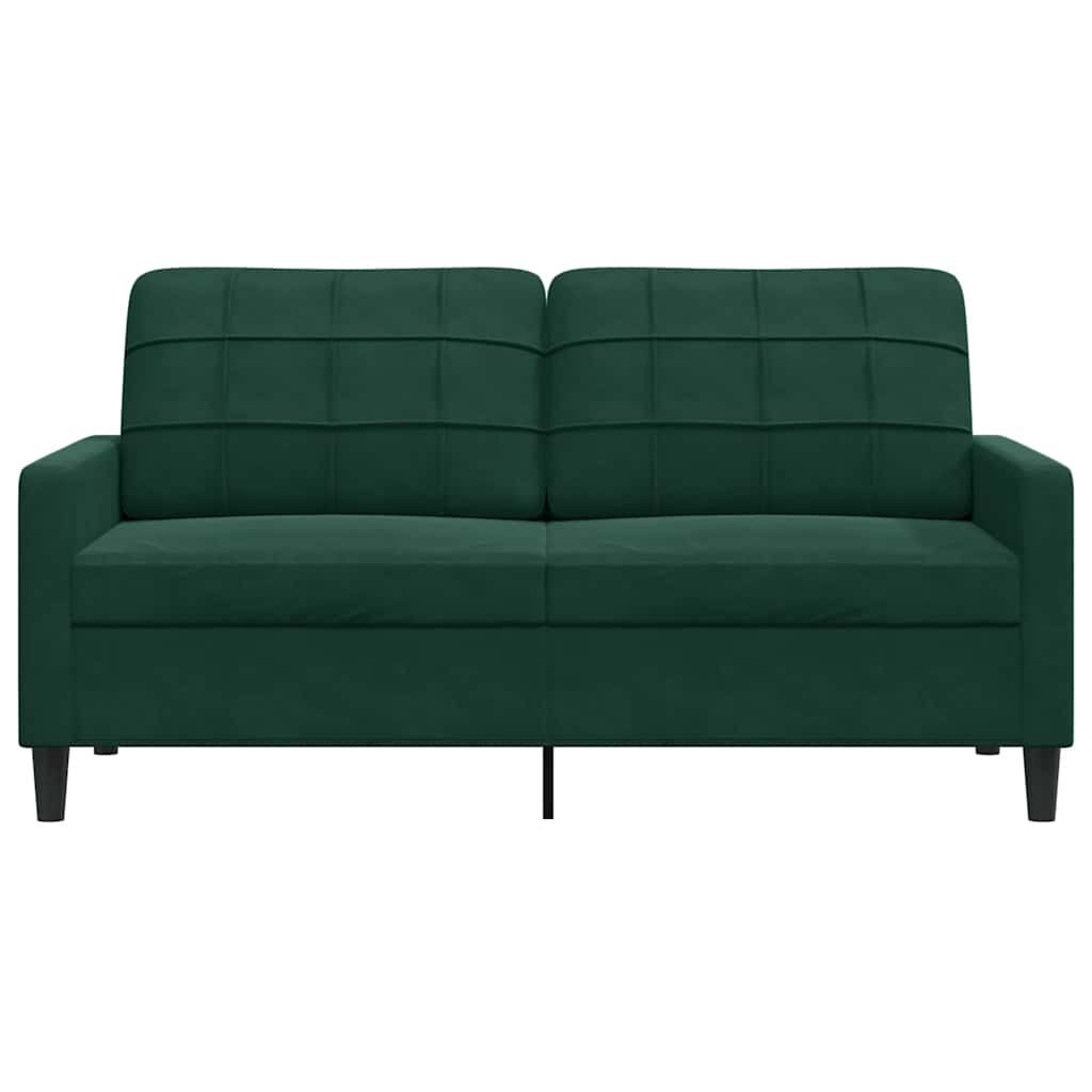 vidaXL Sofa 2-osobowa, ciemnozielona, 140 cm, tapicerowana aksamitem