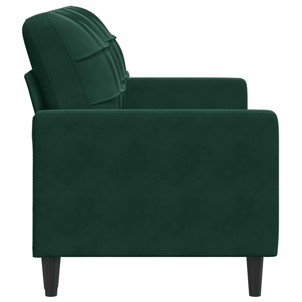 vidaXL Sofa 2-osobowa, ciemnozielona, 140 cm, tapicerowana aksamitem