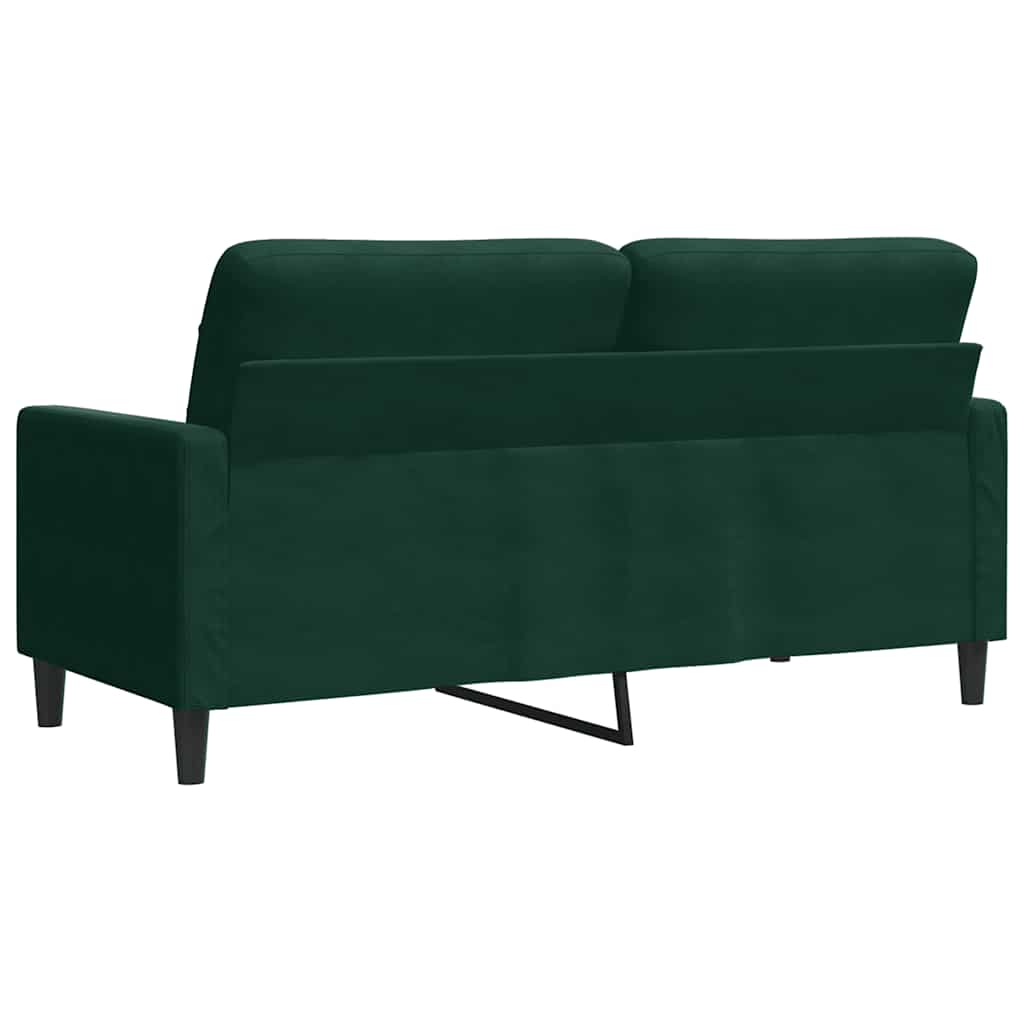 vidaXL Sofa 2-osobowa, ciemnozielona, 140 cm, tapicerowana aksamitem