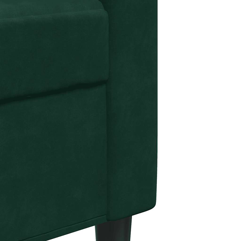 vidaXL Sofa 2-osobowa, ciemnozielona, 140 cm, tapicerowana aksamitem