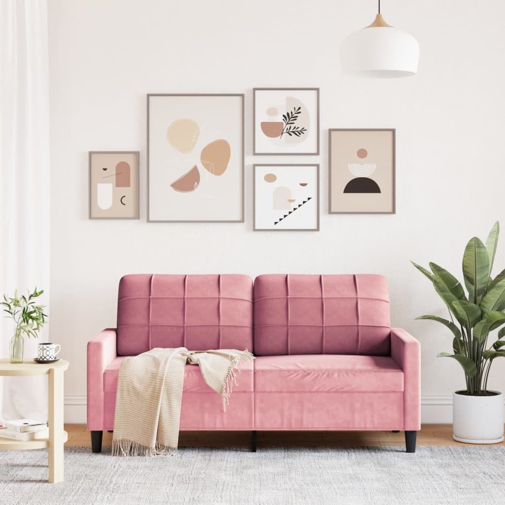 vidaXL Sofa 2-osobowa, różowy, 140 cm, tapicerowana aksamitem