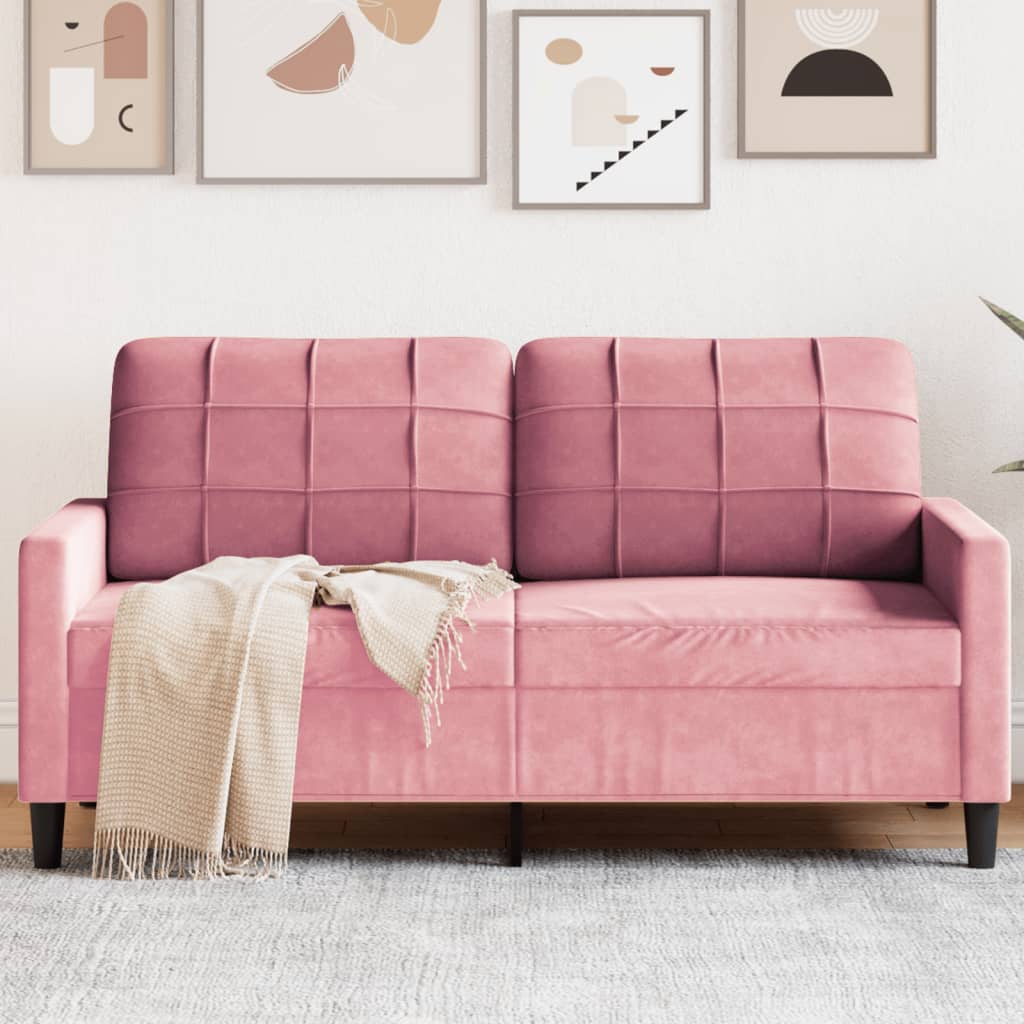 vidaXL Sofa 2-osobowa, różowy, 140 cm, tapicerowana aksamitem