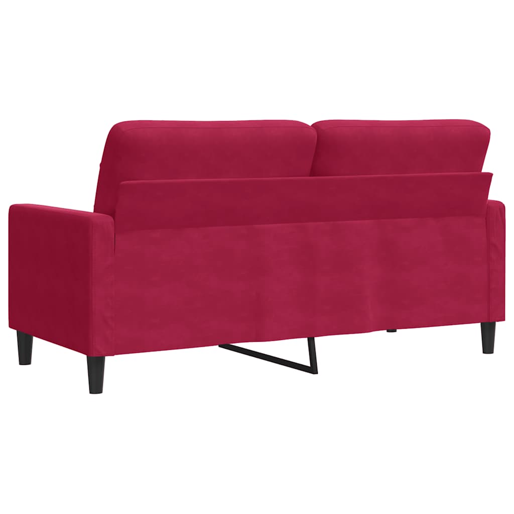 vidaXL Sofa 2-osobowa, winna czerwień, 140 cm, tapicerowana aksamitem