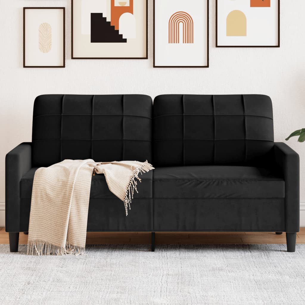 vidaXL Sofa 2-osobowa, czarna, 140 cm, tapicerowana aksamitem