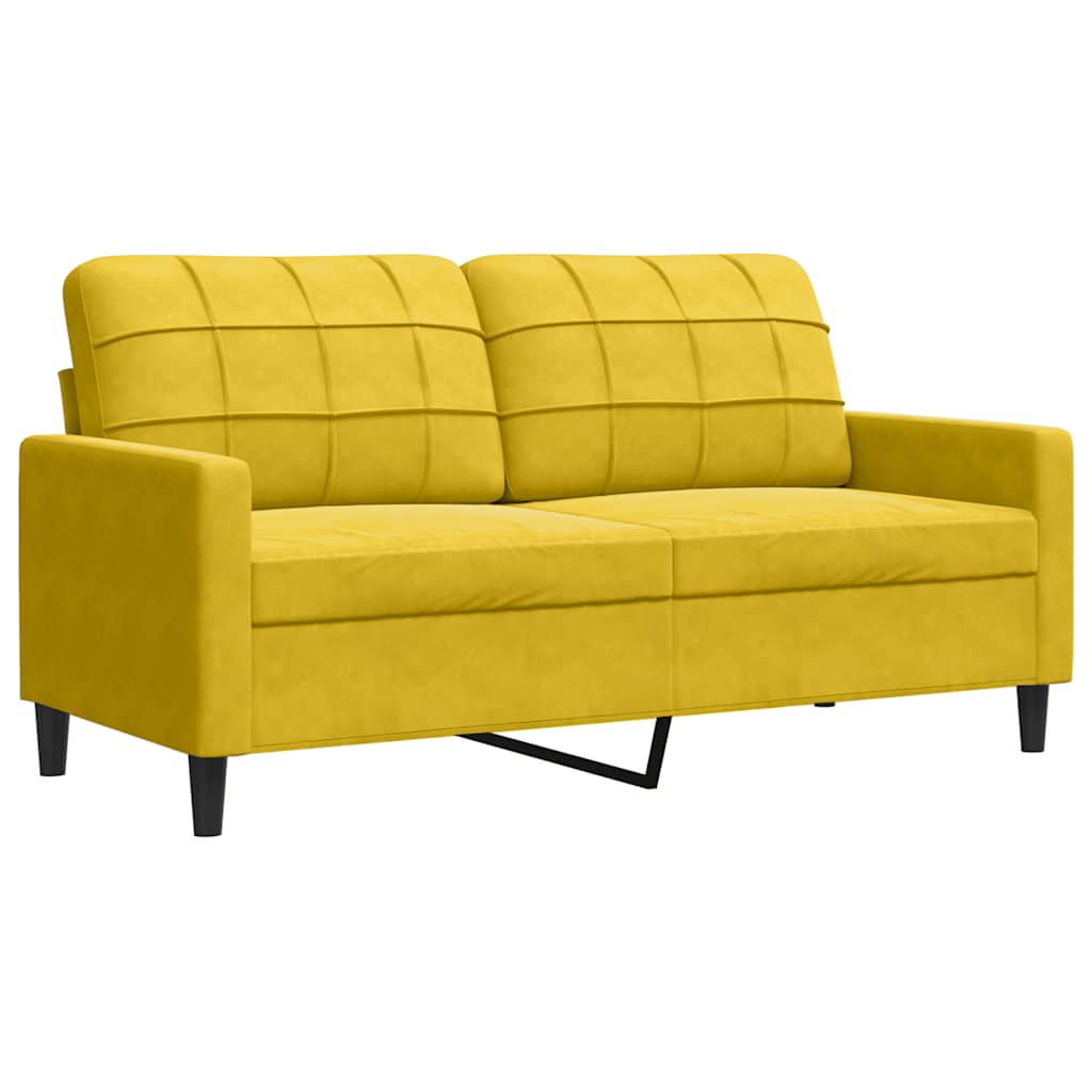 vidaXL Sofa 2-osobowa, żółta, 140 cm, tapicerowana aksamitem