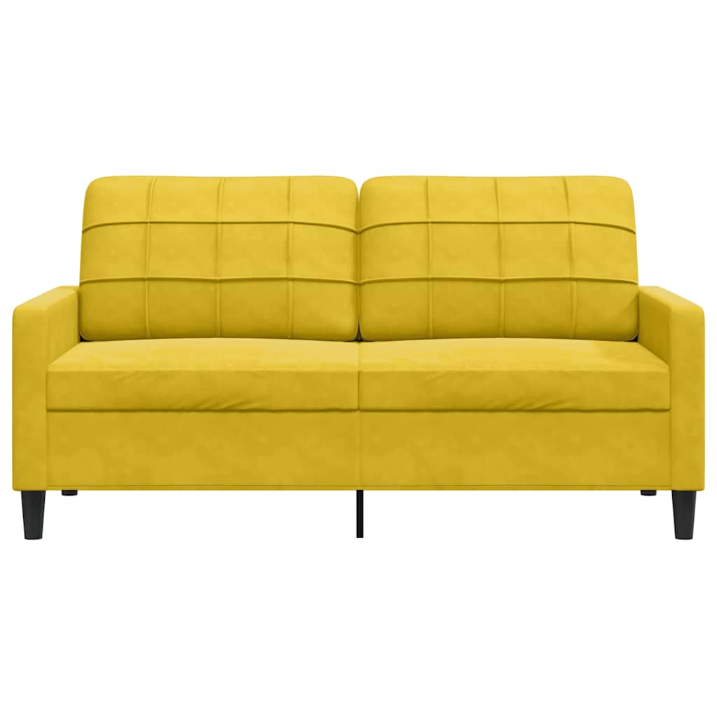 vidaXL Sofa 2-osobowa, żółta, 140 cm, tapicerowana aksamitem