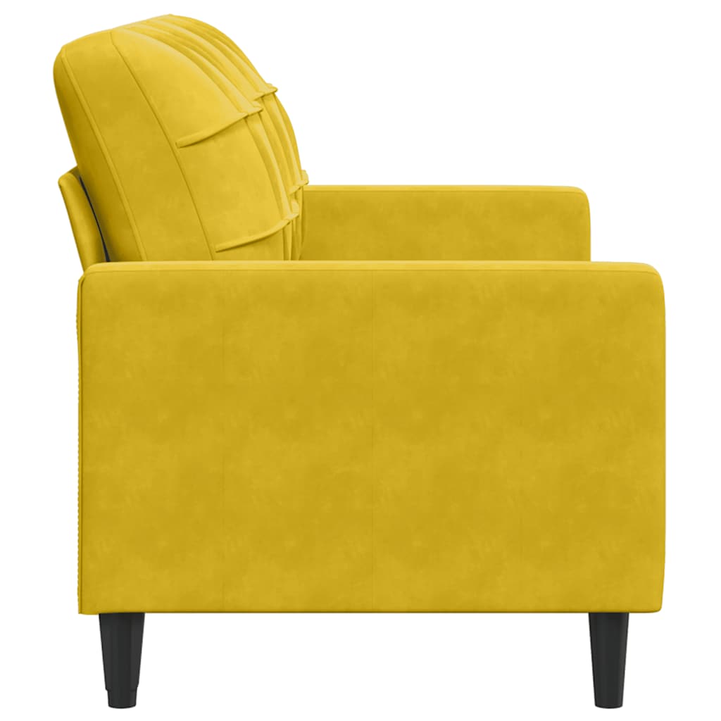 vidaXL Sofa 2-osobowa, żółta, 140 cm, tapicerowana aksamitem