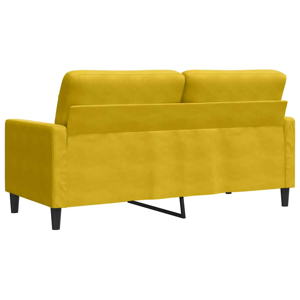 vidaXL Sofa 2-osobowa, żółta, 140 cm, tapicerowana aksamitem