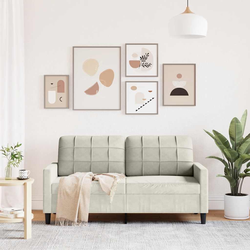 vidaXL Sofa 2-osobowa, kremowy, 140 cm, tapicerowana aksamitem