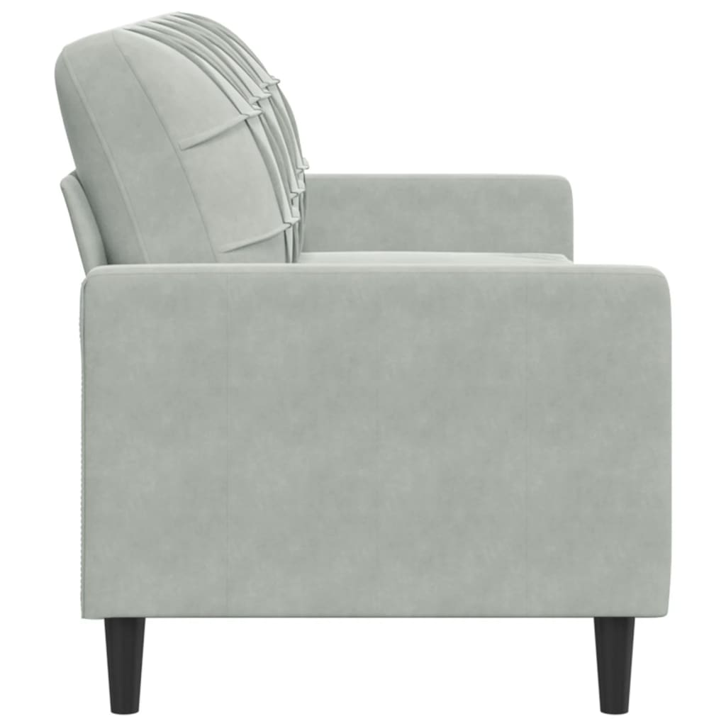 vidaXL Sofa 3-osobowa, jasnoszara, 180 cm, tapicerowana aksamitem