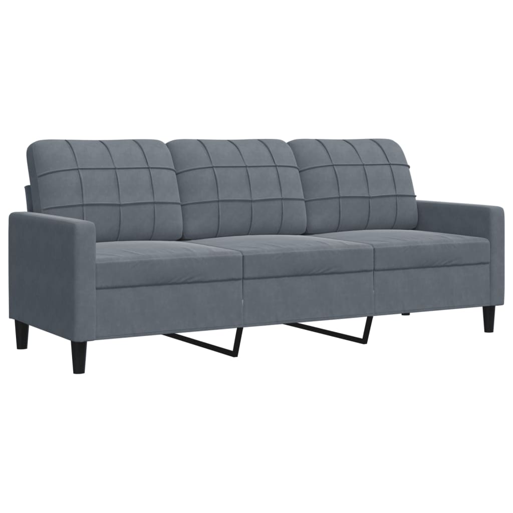 vidaXL Sofa 3-osobowa, ciemnoszara, 180 cm, obita aksamitem
