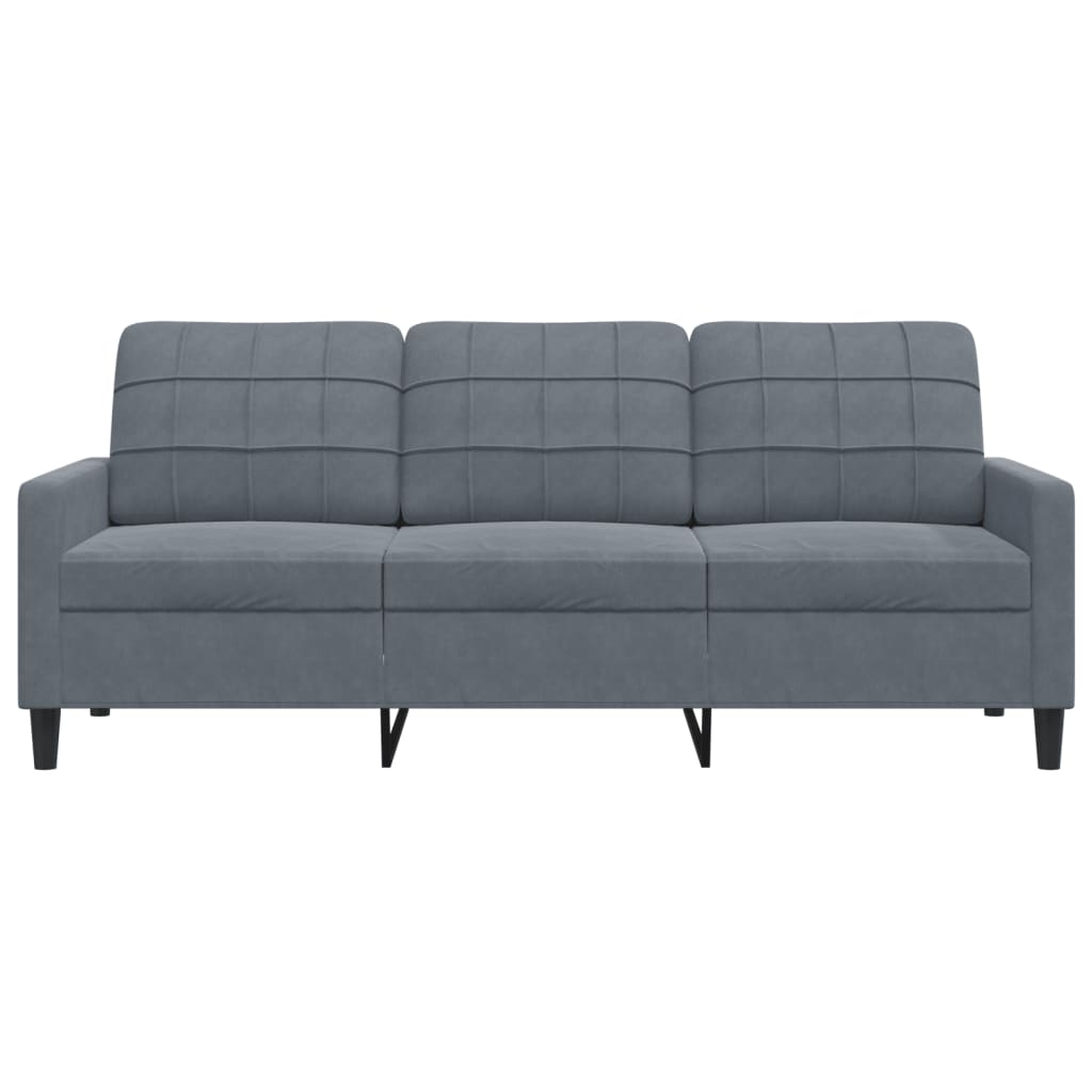 vidaXL Sofa 3-osobowa, ciemnoszara, 180 cm, obita aksamitem
