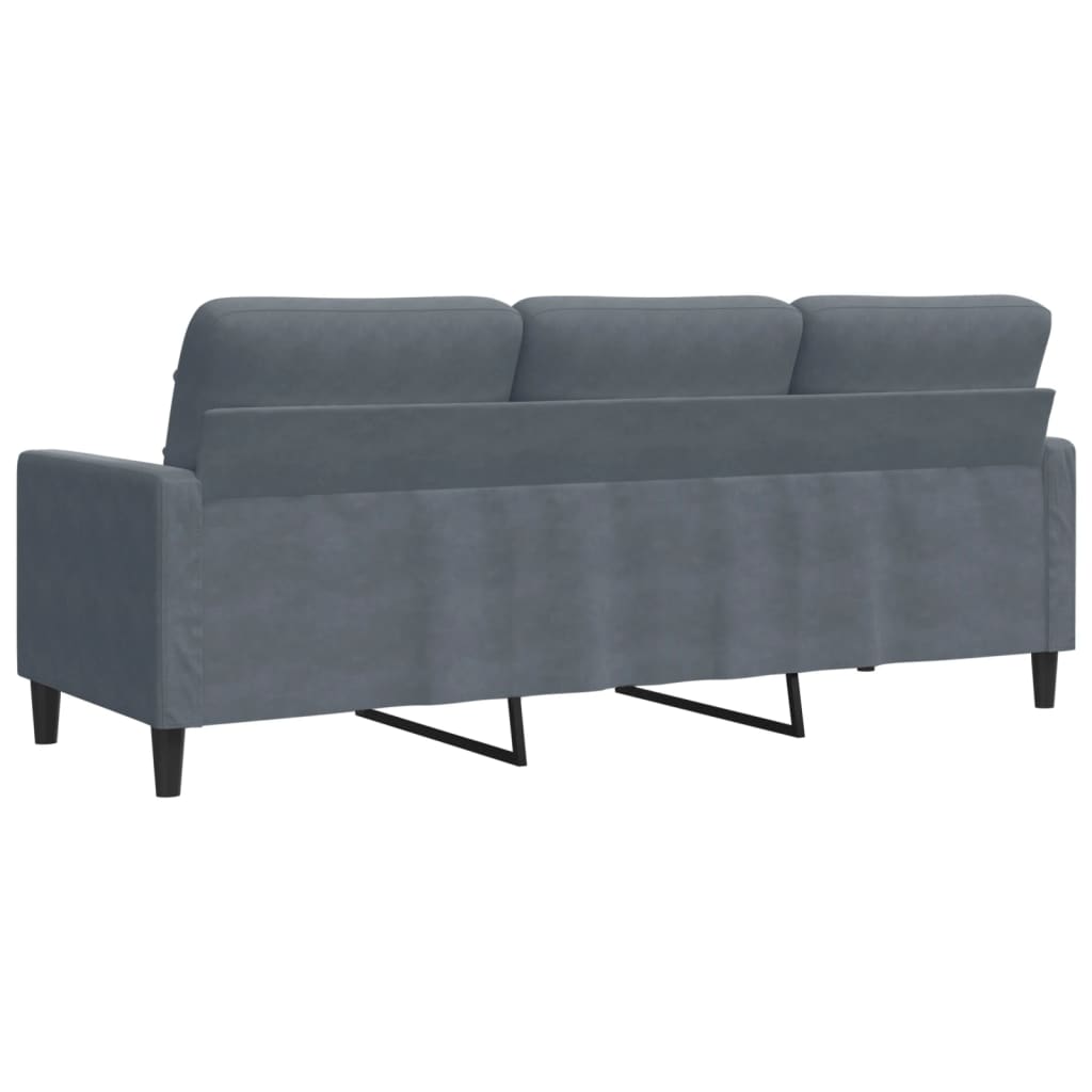 vidaXL Sofa 3-osobowa, ciemnoszara, 180 cm, obita aksamitem