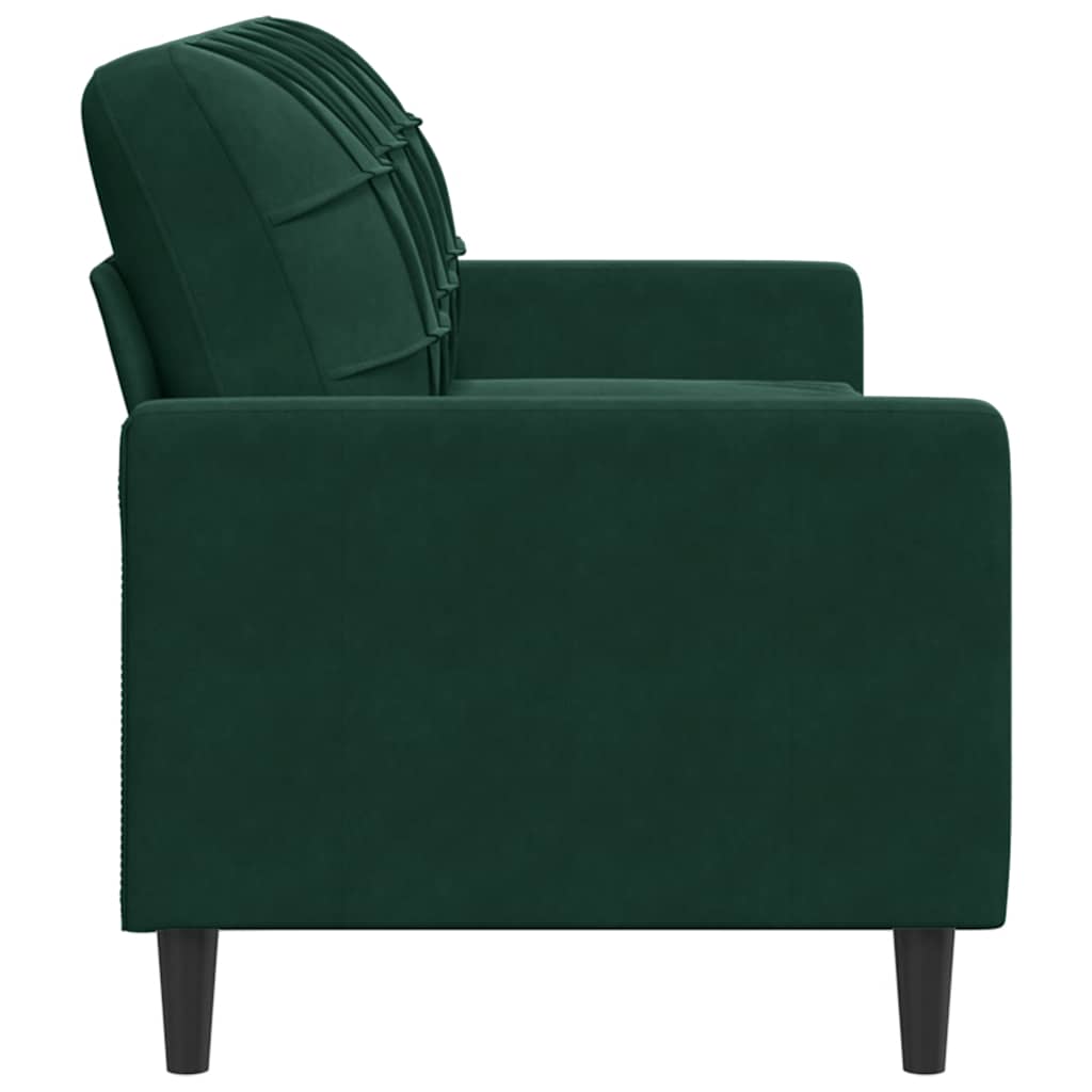 vidaXL Sofa 3-osobowa, ciemnozielony, 180 cm, obita aksamitem