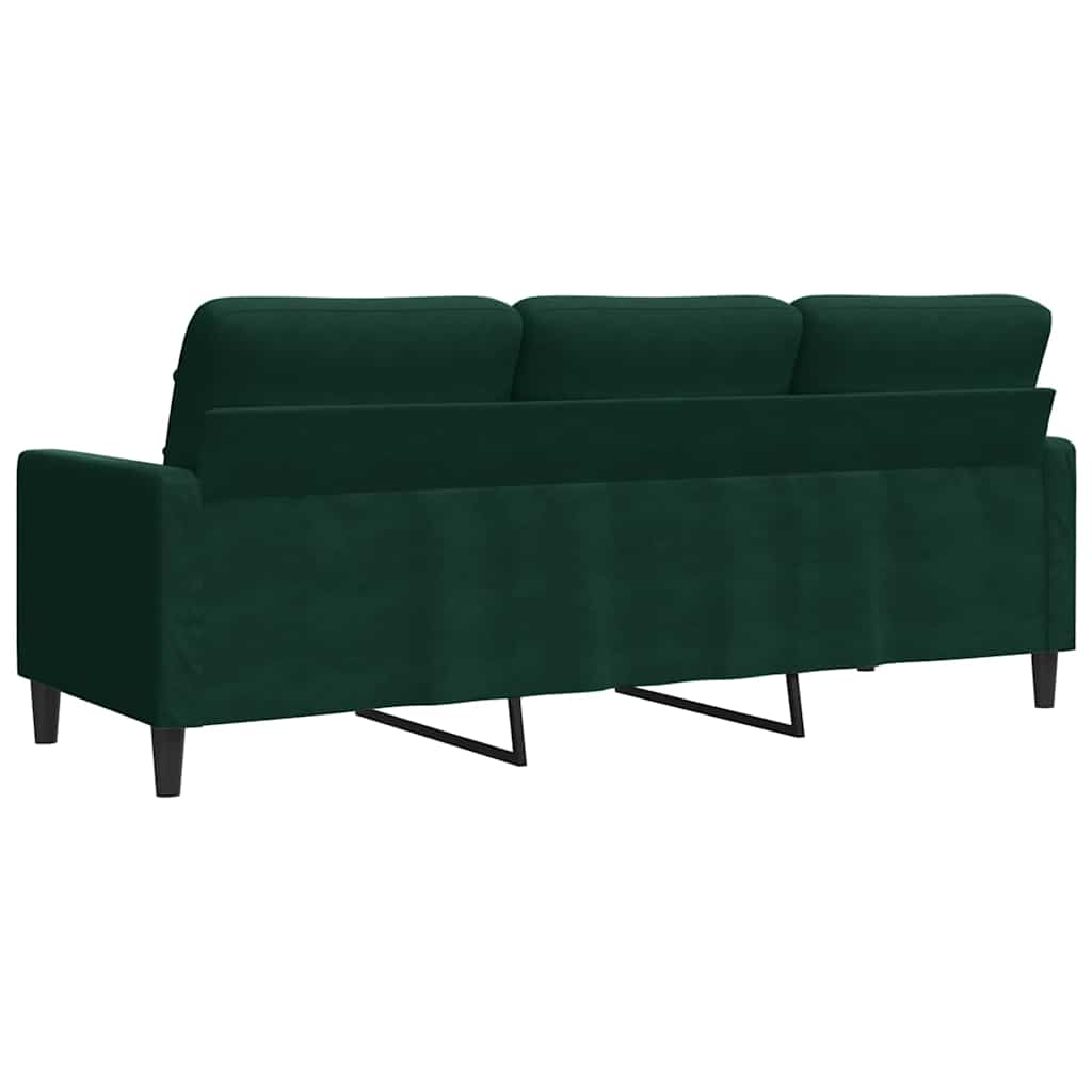 vidaXL Sofa 3-osobowa, ciemnozielony, 180 cm, obita aksamitem
