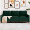 vidaXL Sofa 3-osobowa, ciemnozielony, 180 cm, obita aksamitem