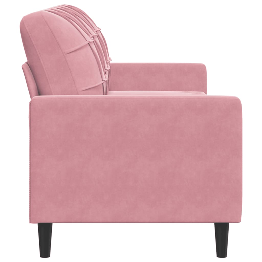 vidaXL Sofa 3-osobowa, różowa, 180 cm, obita aksamitem