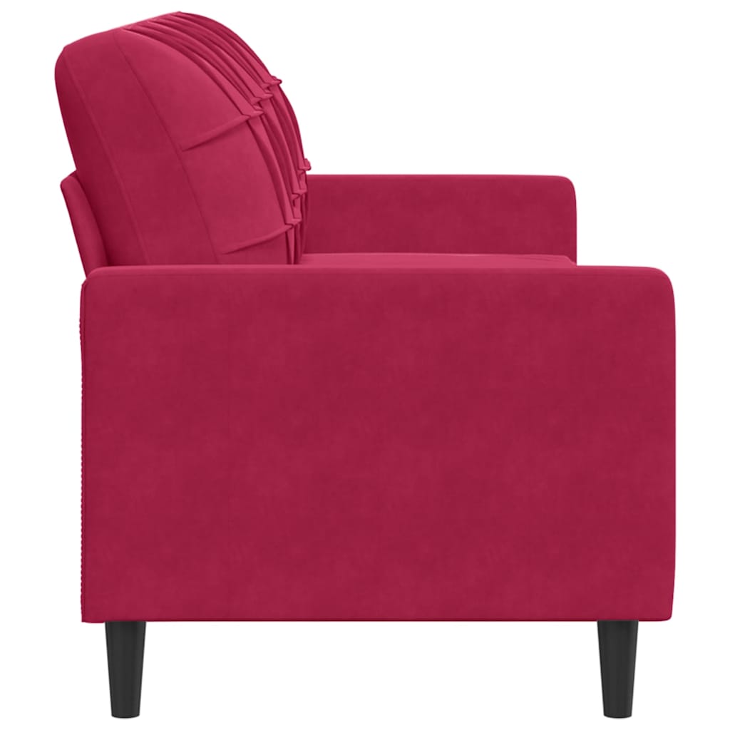 vidaXL Sofa 3-osobowa, winna czerwień, 180 cm, obita aksamitem