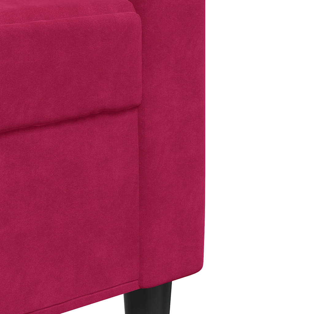 vidaXL Sofa 3-osobowa, winna czerwień, 180 cm, obita aksamitem