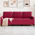 vidaXL Sofa 3-osobowa, winna czerwień, 180 cm, obita aksamitem