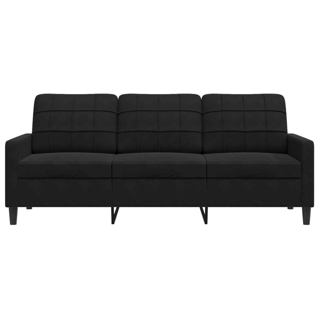 vidaXL Sofa 3-osobowa, czarny, 180 cm, tapicerowana aksamitem