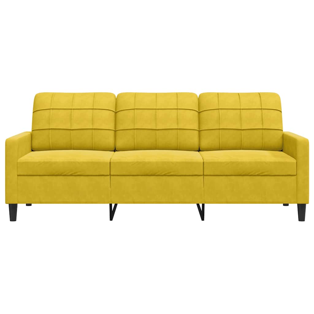 vidaXL Sofa 3-osobowa, żółty, 180 cm, tapicerowana aksamitem