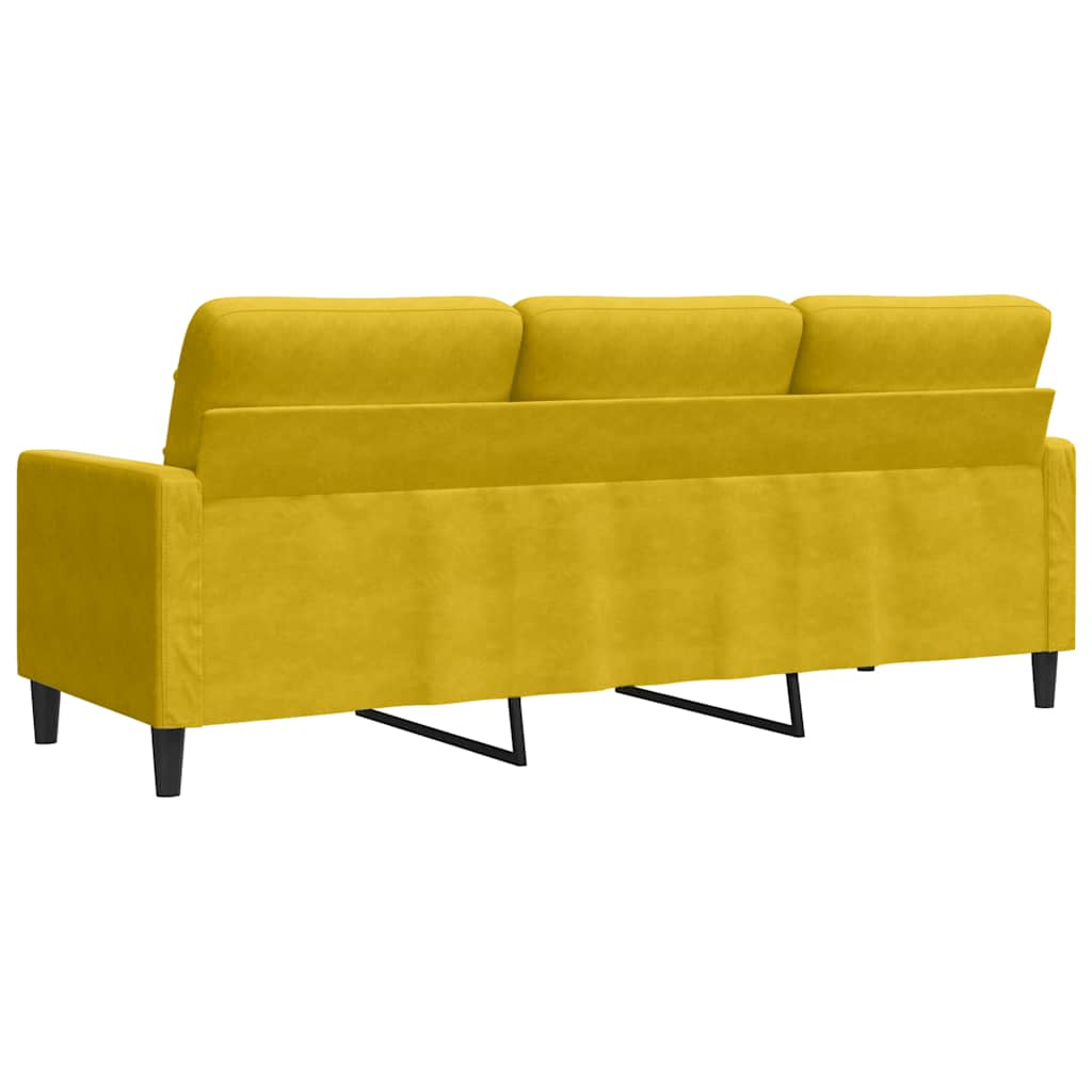 vidaXL Sofa 3-osobowa, żółty, 180 cm, tapicerowana aksamitem