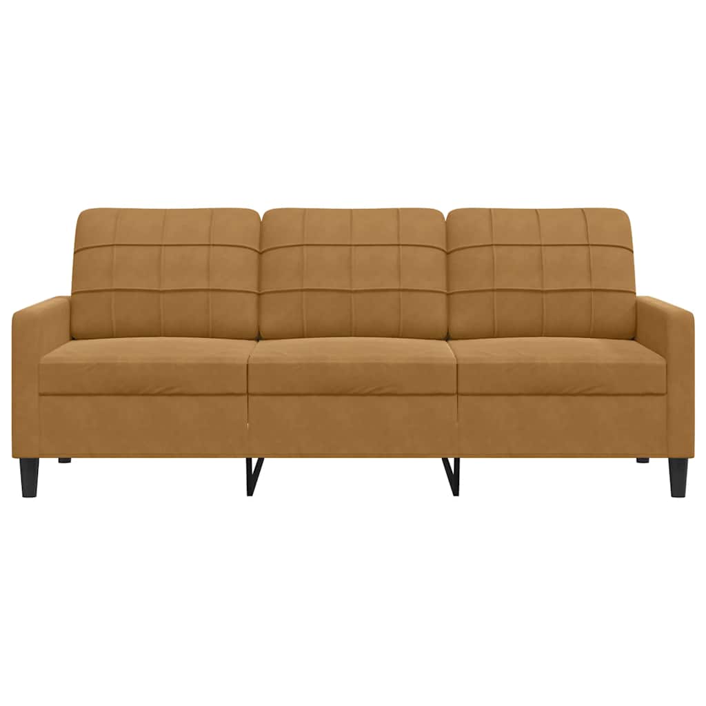 vidaXL Sofa 3-osobowa, brązowa, 180 cm, tapicerowana aksamitem