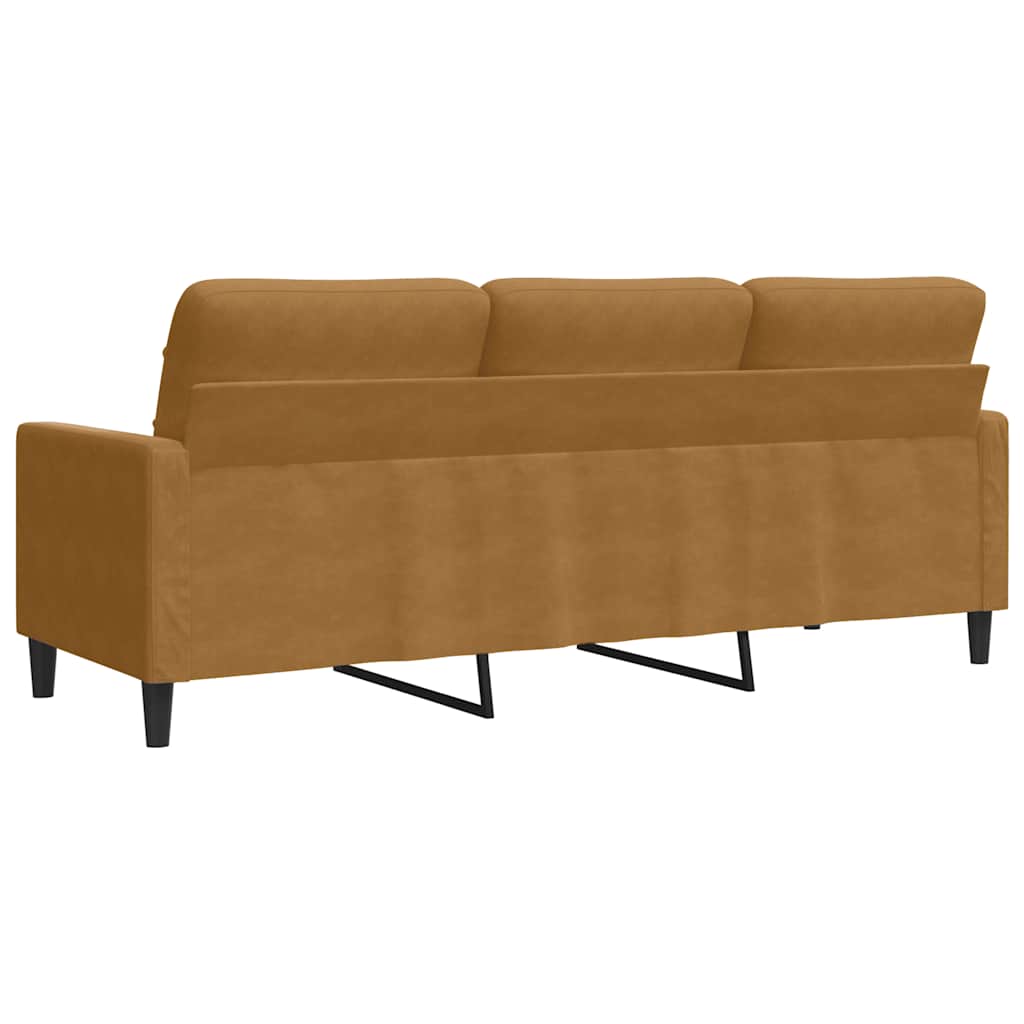 vidaXL Sofa 3-osobowa, brązowa, 180 cm, tapicerowana aksamitem