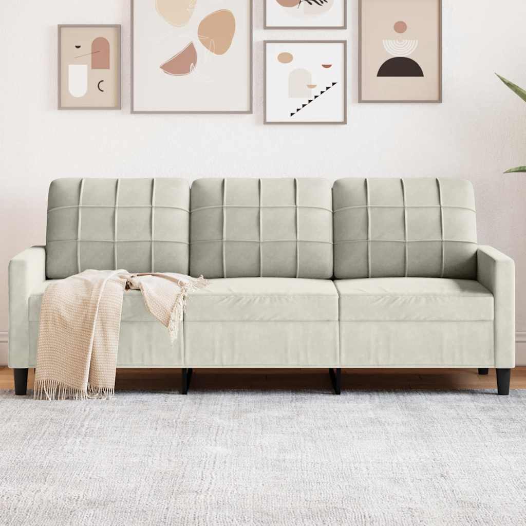 vidaXL Sofa 3-osobowa, kremowy, 180 cm, tapicerowana aksamitem