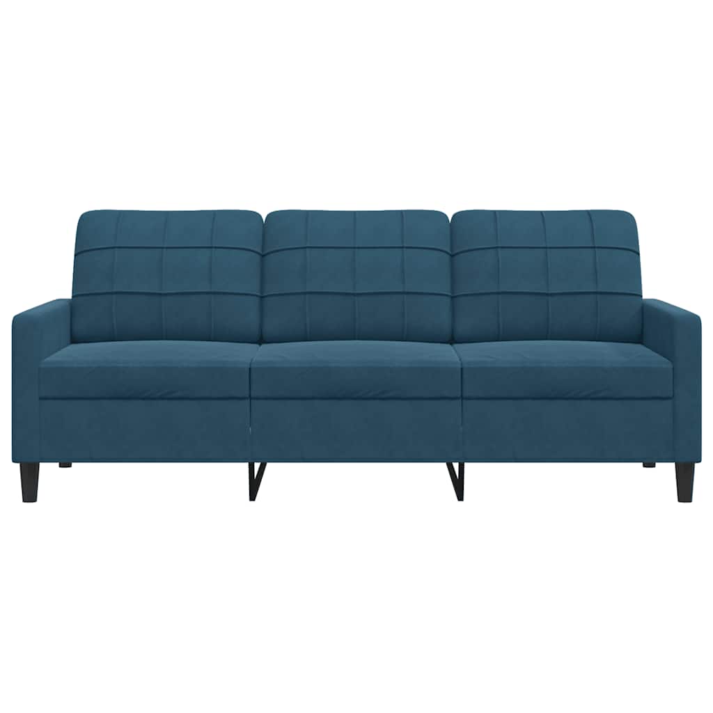 vidaXL Sofa 3-osobowa, niebieski, 180 cm, tapicerowana aksamitem