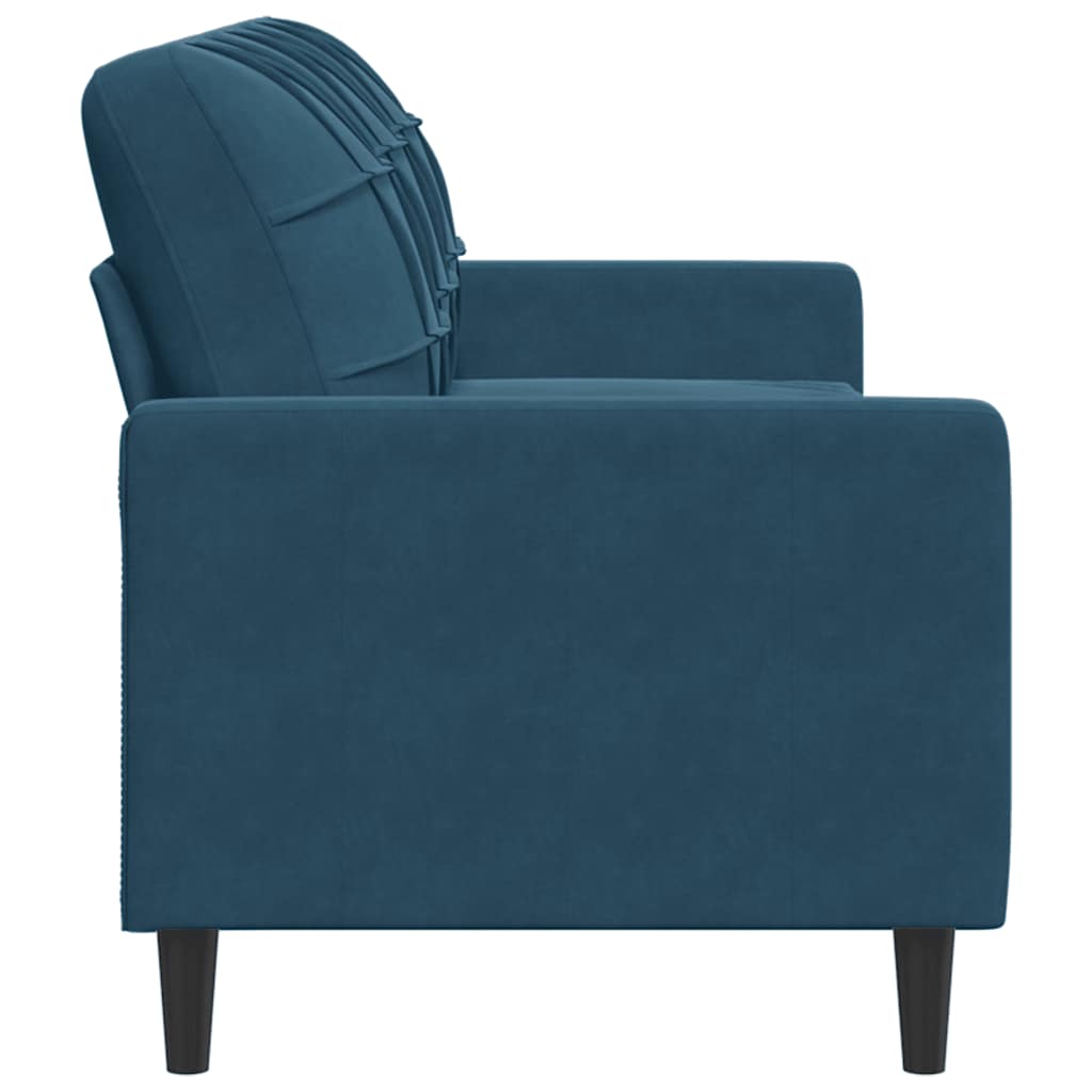 vidaXL Sofa 3-osobowa, niebieski, 180 cm, tapicerowana aksamitem