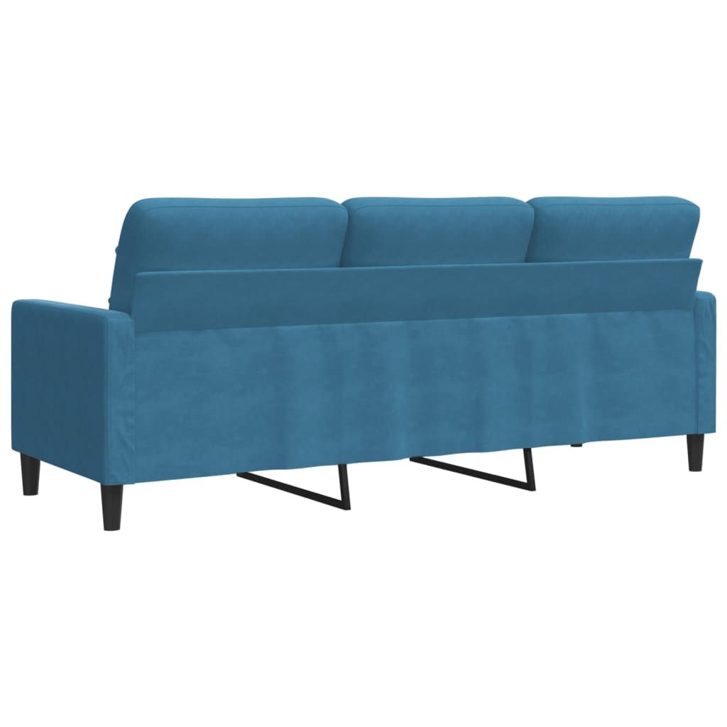 vidaXL Sofa 3-osobowa, niebieski, 180 cm, tapicerowana aksamitem