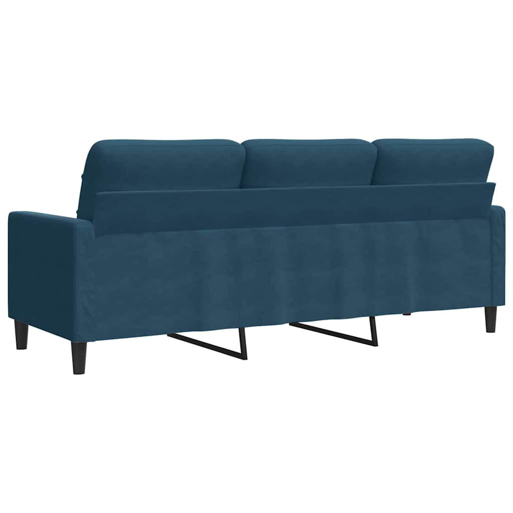 vidaXL Sofa 3-osobowa, niebieski, 180 cm, tapicerowana aksamitem