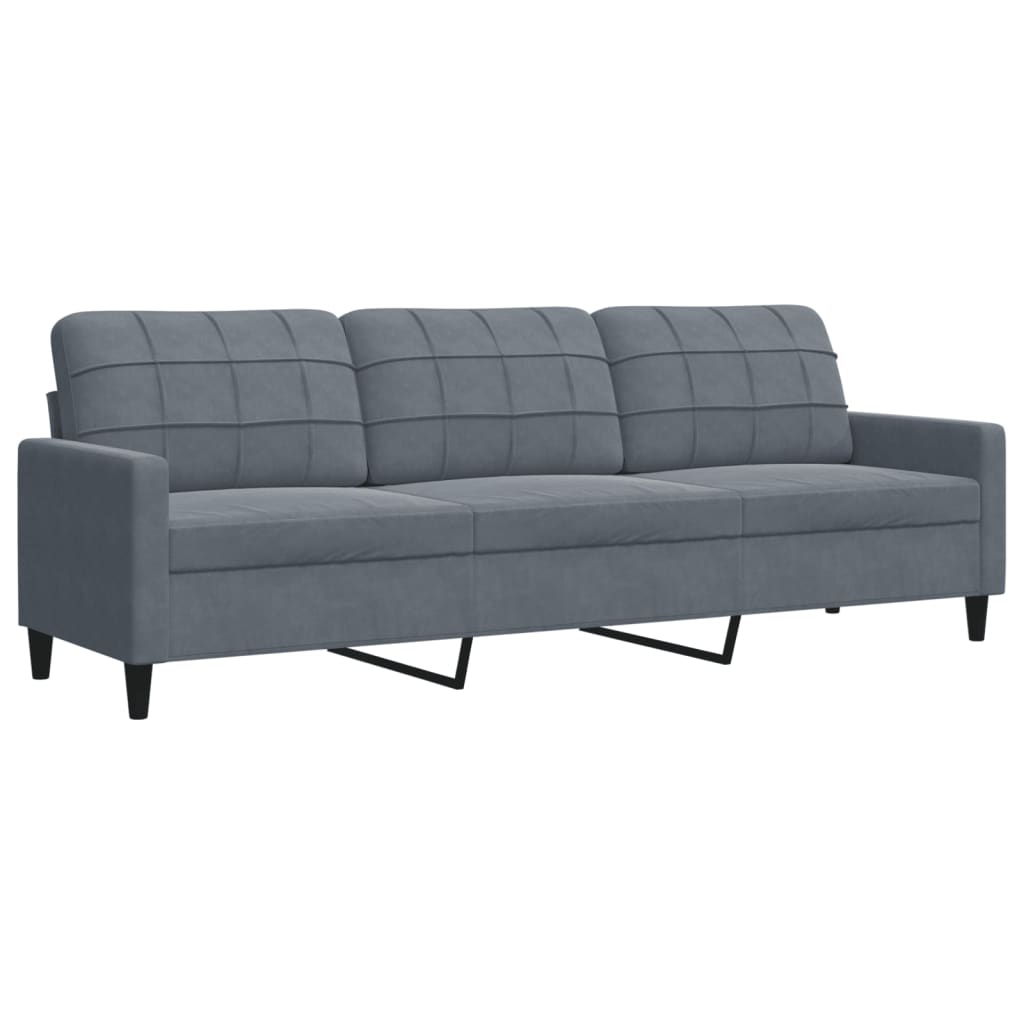 vidaXL Sofa 3-osobowa, ciemnoszara, 210 cm, obita aksamitem
