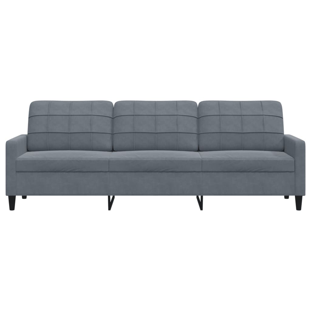 vidaXL Sofa 3-osobowa, ciemnoszara, 210 cm, obita aksamitem