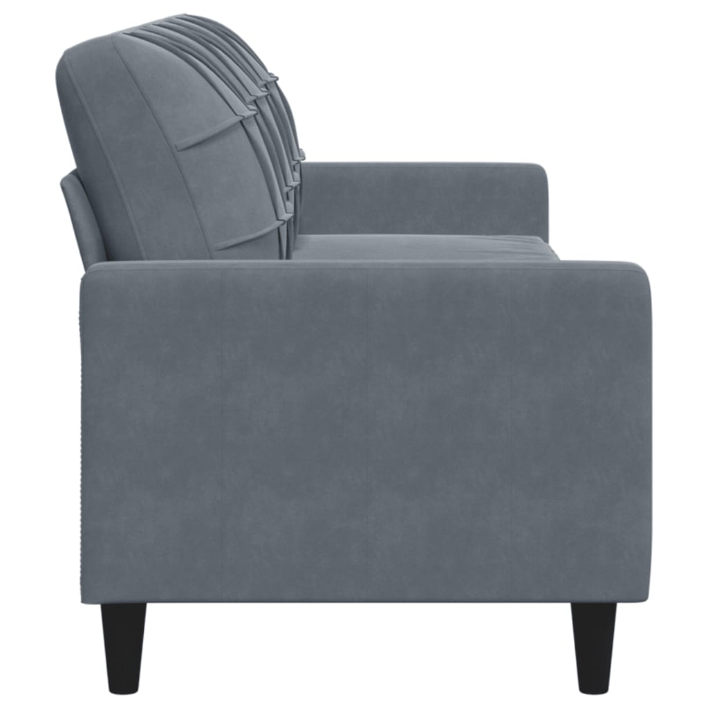 vidaXL Sofa 3-osobowa, ciemnoszara, 210 cm, obita aksamitem