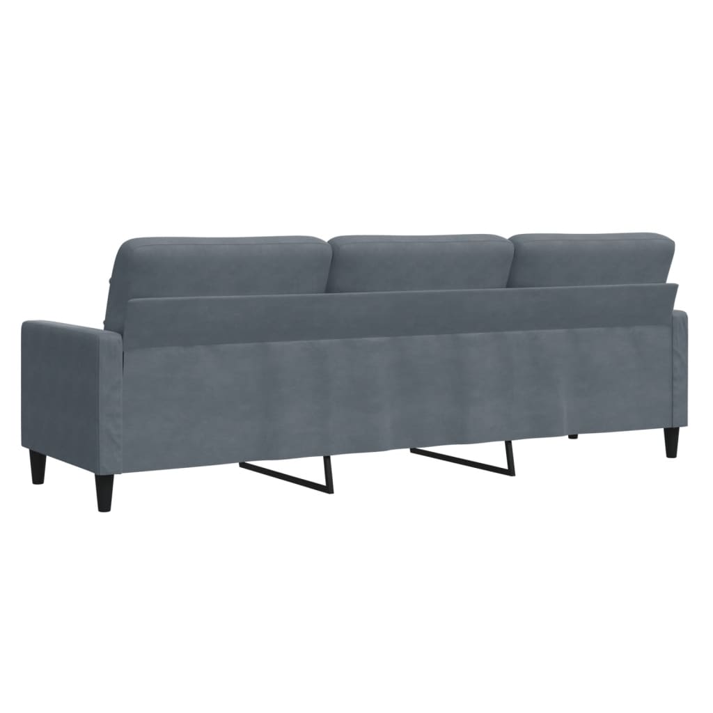 vidaXL Sofa 3-osobowa, ciemnoszara, 210 cm, obita aksamitem