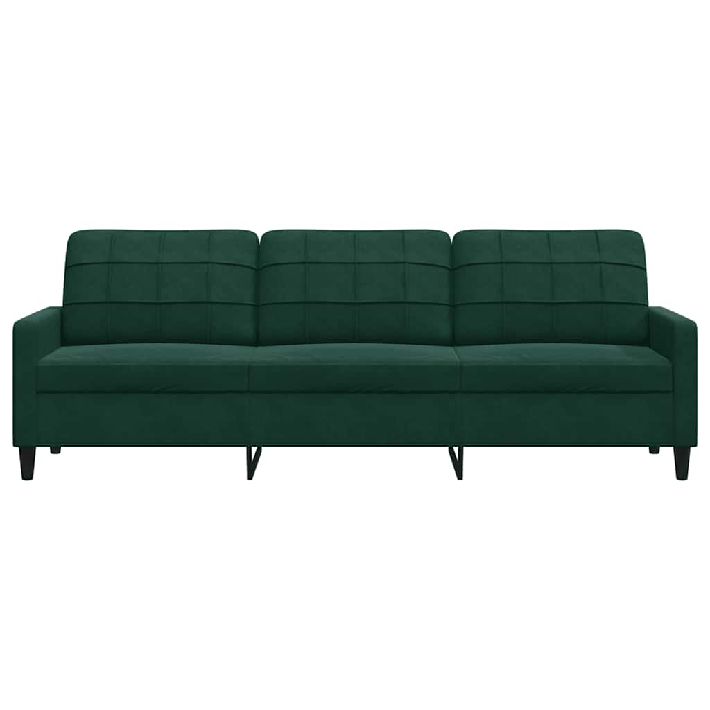 vidaXL Sofa 3-osobowa, ciemnozielony, 210 cm, obita aksamitem
