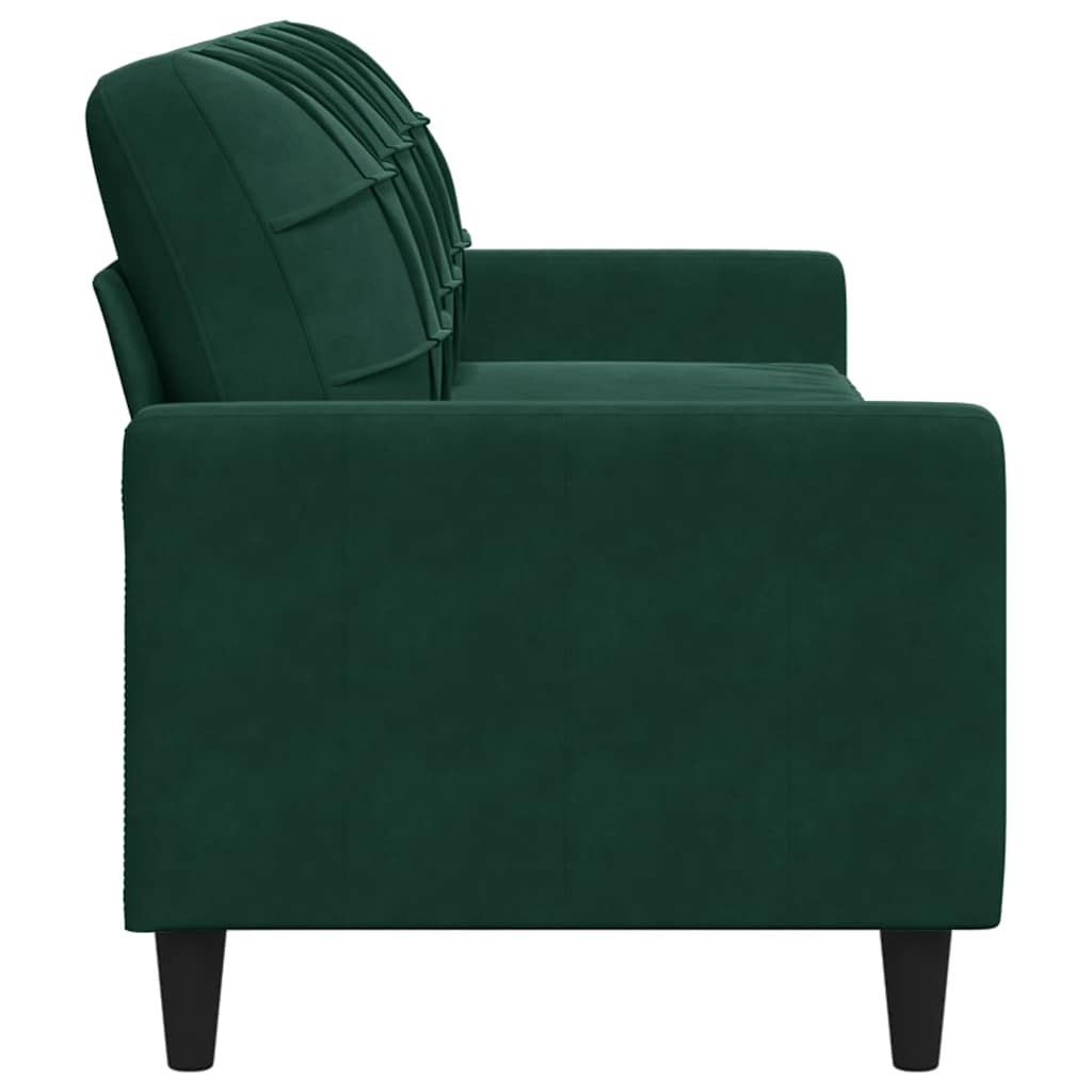 vidaXL Sofa 3-osobowa, ciemnozielony, 210 cm, obita aksamitem