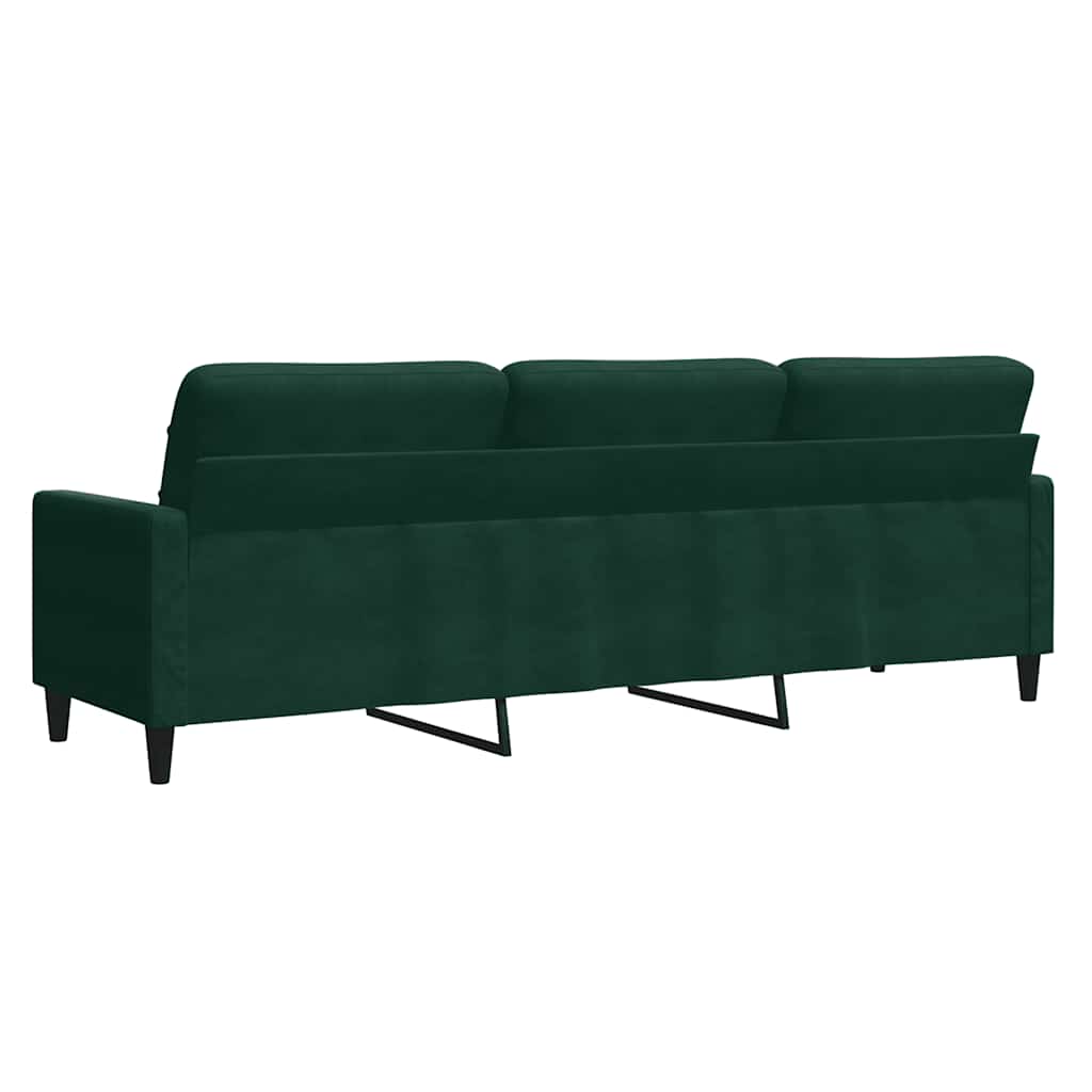 vidaXL Sofa 3-osobowa, ciemnozielony, 210 cm, obita aksamitem