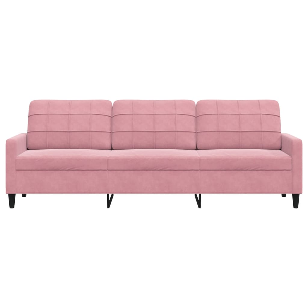 vidaXL Sofa 3-osobowa, różowa, 210 cm, obita aksamitem