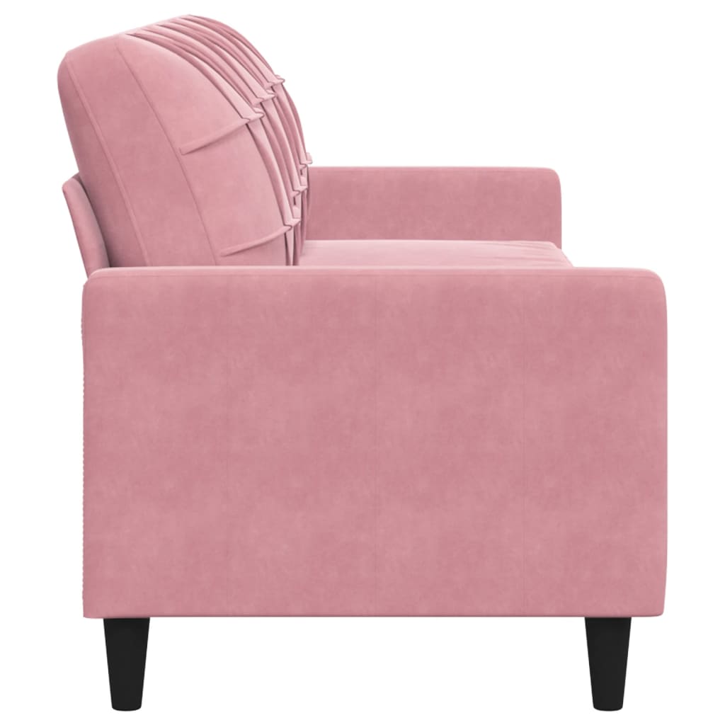 vidaXL Sofa 3-osobowa, różowa, 210 cm, obita aksamitem