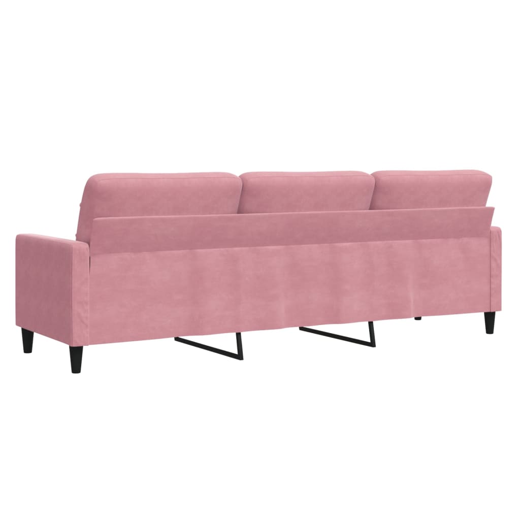 vidaXL Sofa 3-osobowa, różowa, 210 cm, obita aksamitem